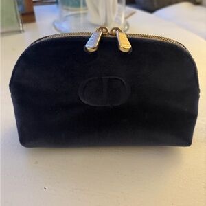 Dior Midnight Blue Suede makeup bag with Gold Accents